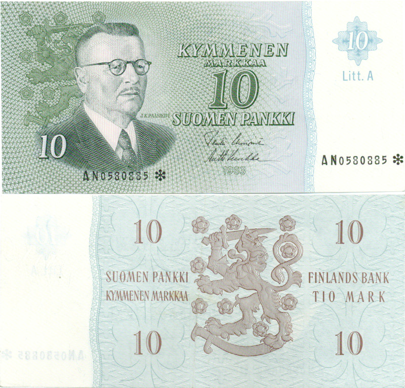 10 Markkaa 1963 Litt.A AN0580885* kl.8
